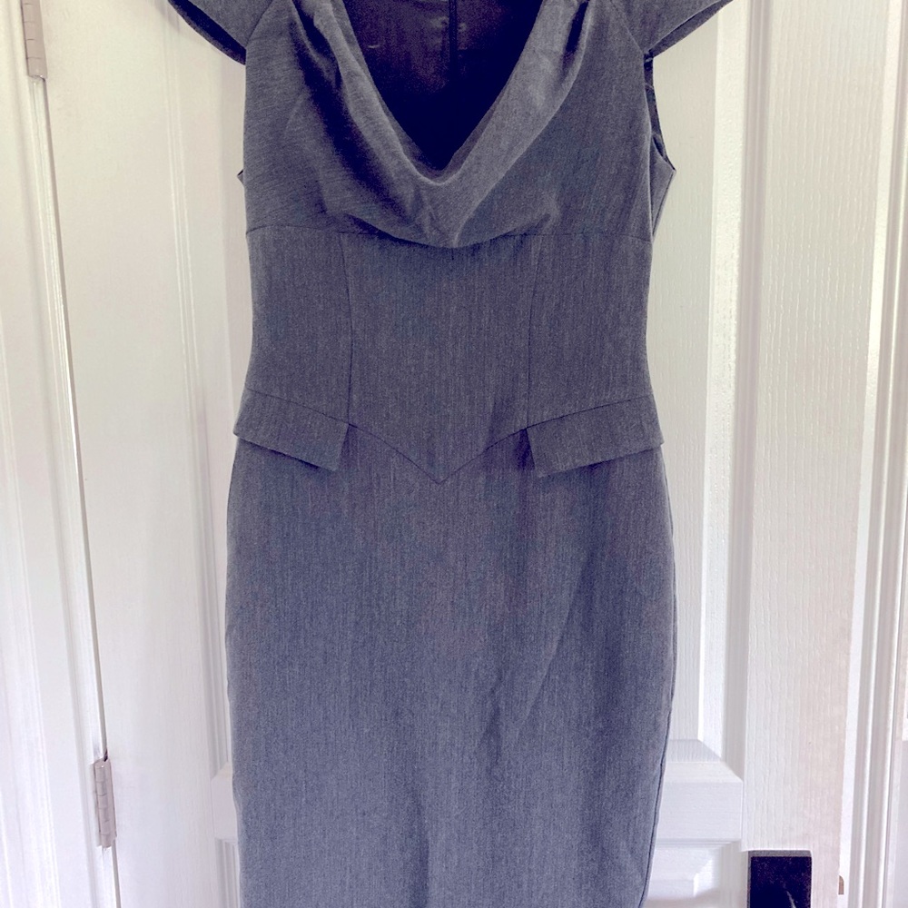 SINGLE Gray Sheath Dress, Cap Sleeve, Size 6